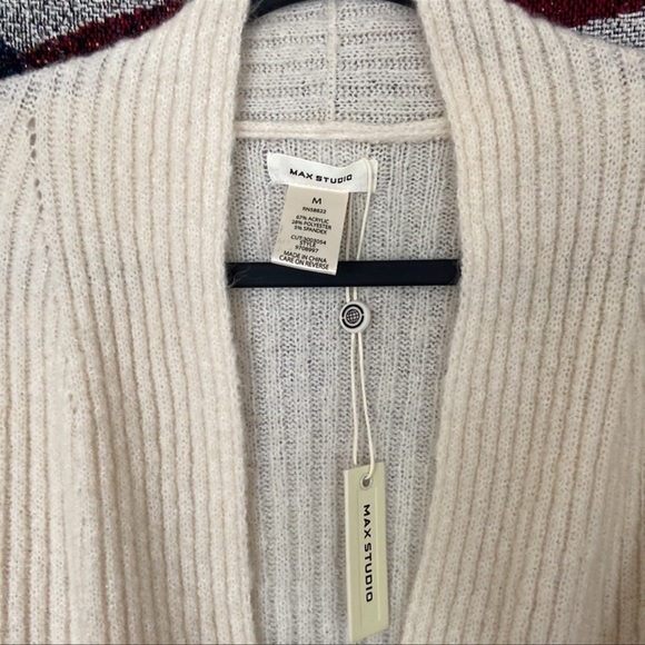 NWT Max Studio | Knit Sweater Faux Wrap-Bishop Sleeve in Ivory M - Picture 5 of 11